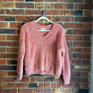 dusty pink fuzzy cropped sweater S